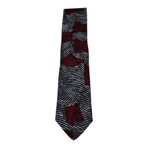 Claude Montana 100% Silk Patterned Black White‎ Red Men’s Tie 58x3.5